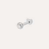 The 14K Solid White Gold Bezel Set Lab-grown Diamond Flat Back Stud features a round, clear lab-grown diamond in a bezel setting, shown against a plain white background.