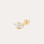 The 14K Solid Yellow Gold Lab-grown Diamond Lotus Flat Back Stud in 14K yellow gold features sparkling lab-grown diamonds in a lotus design—an elegant everyday accessory with a secure flat back.